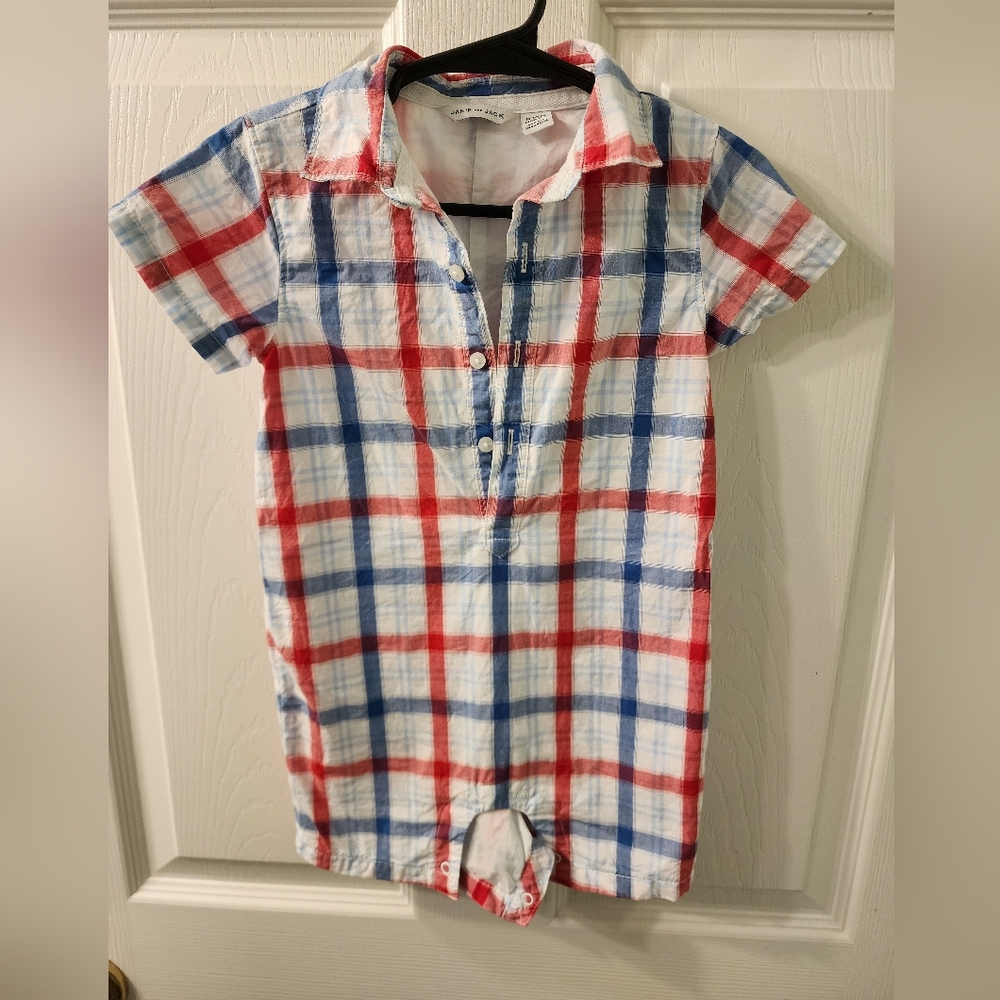 🍁2 for $15🍁 Janie and Jack Resort Plaid Baby Romper 18-24 mos - Picture 3 of 5
